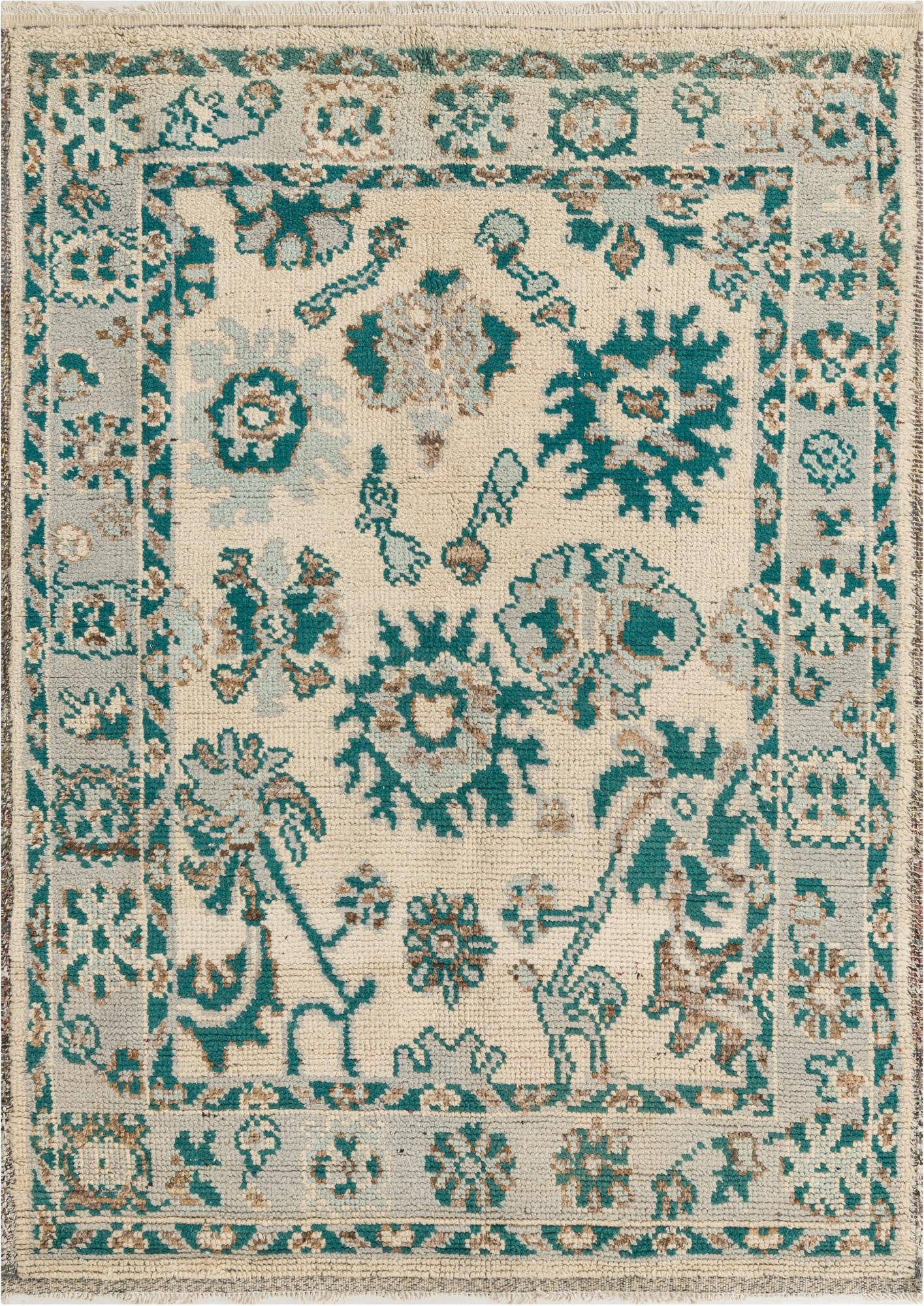 5' 2 x 7' 2  Hand Knotted Oushak Wool Rug
