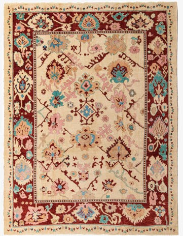 9' 4 x 12' 2 Hand Knotted Oushak Wool Rug