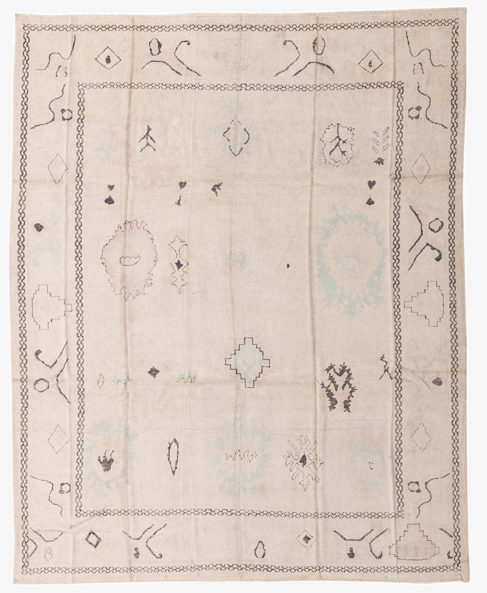 9' 2 x 11' 5 Hand Knotted Oushak Wool Rug