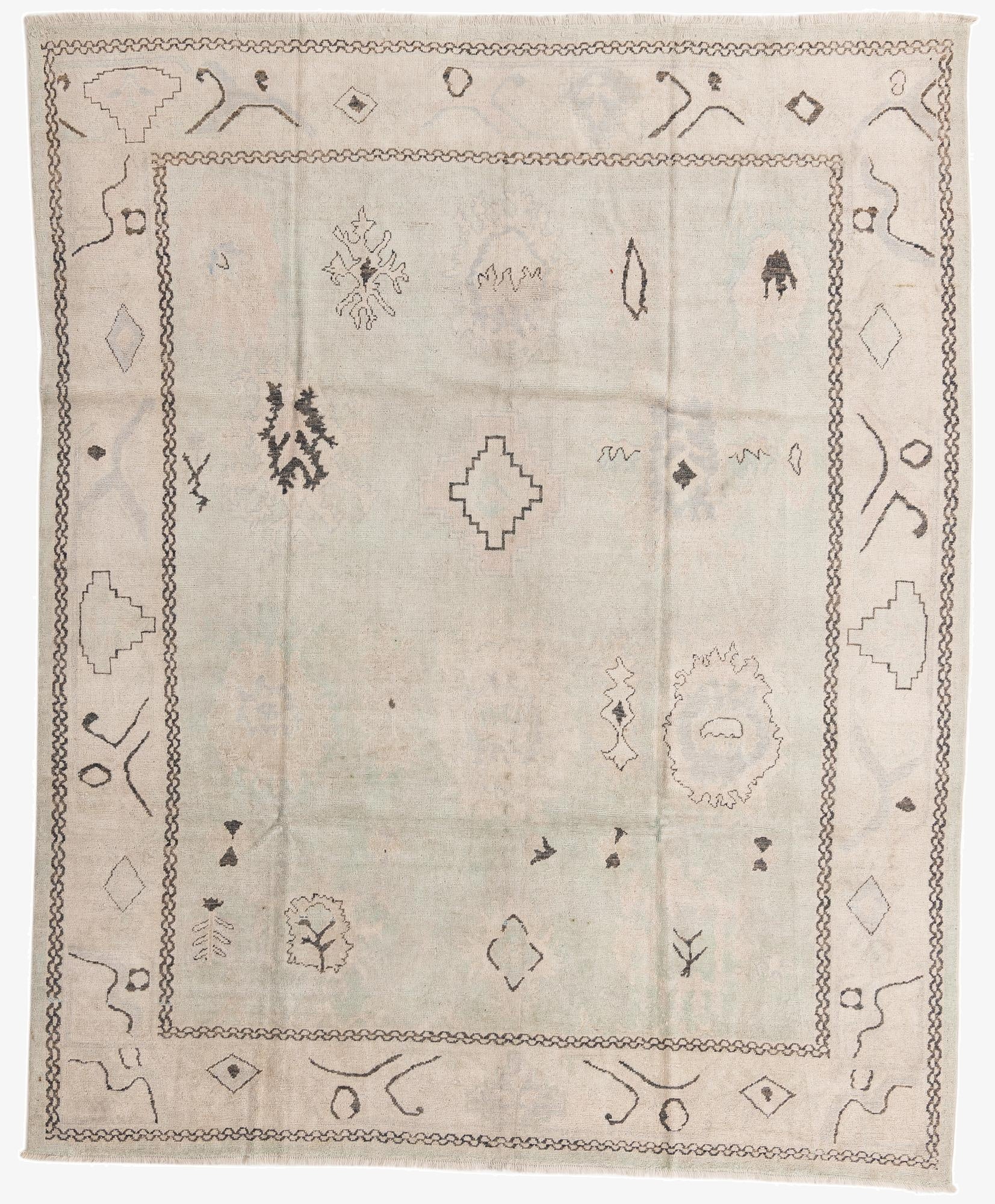 9' x 11' 3  Hand Knotted Oushak Wool Rug