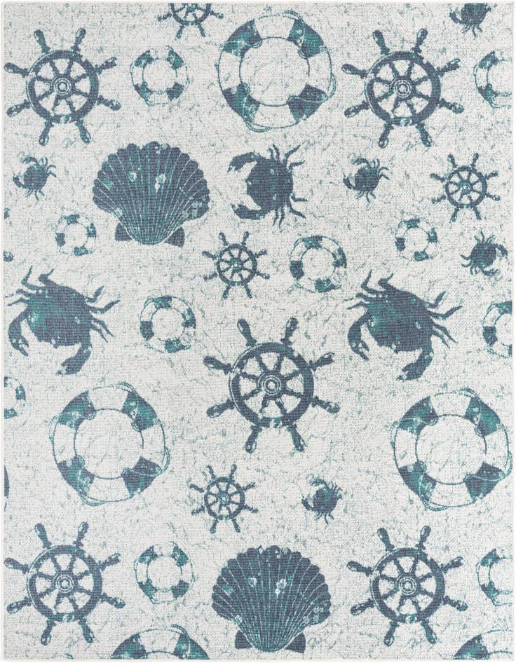 Detail image of 7' 10 x 10' Easy-Clean Coastal Indoor / Outdoor Rug