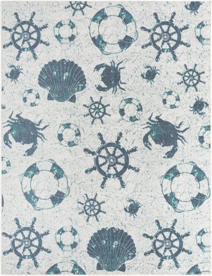 Detail image of 7' 10 x 10' Easy-Clean Coastal Indoor / Outdoor Rug