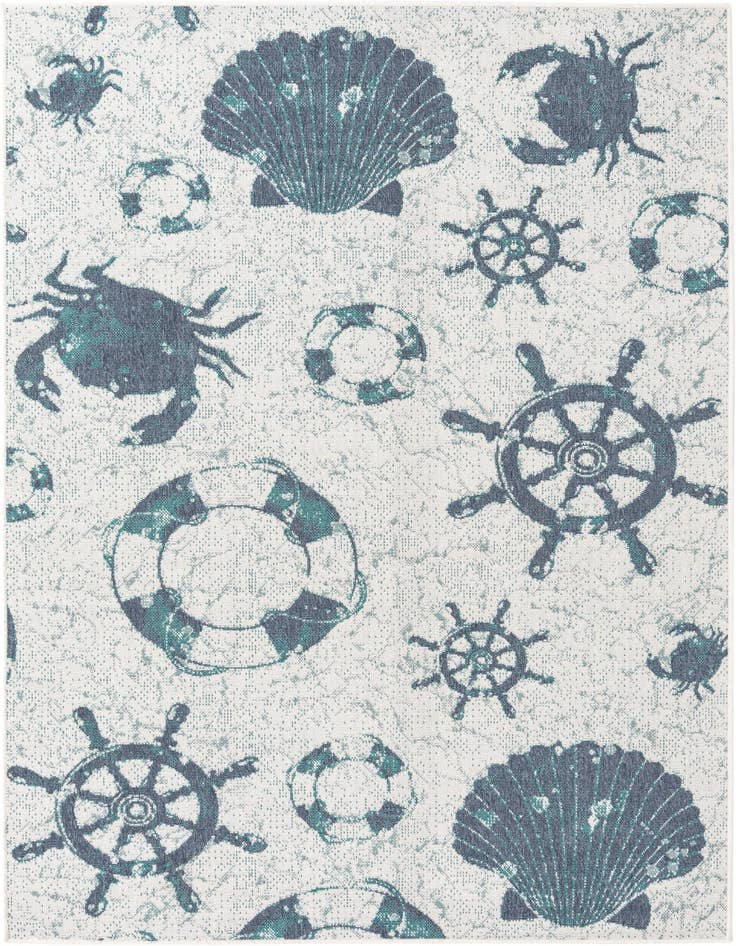 Detail image of 5' 3 x 8' Easy-Clean Coastal Indoor / Outdoor Rug