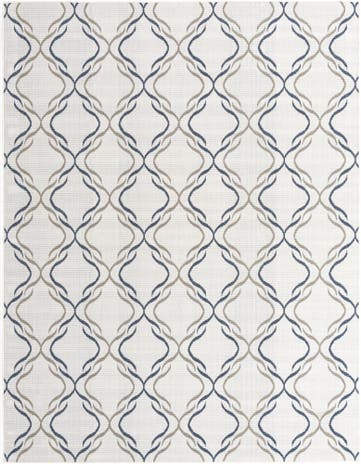 Ivory Easy-Clean Lattice Indoor / Outdoor Rug