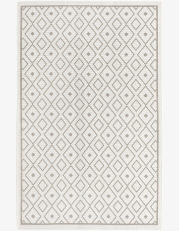 Ivory Easy-Clean Lattice Indoor / Outdoor Rug