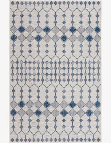 Ivory Easy-Clean Lattice Indoor / Outdoor Rug