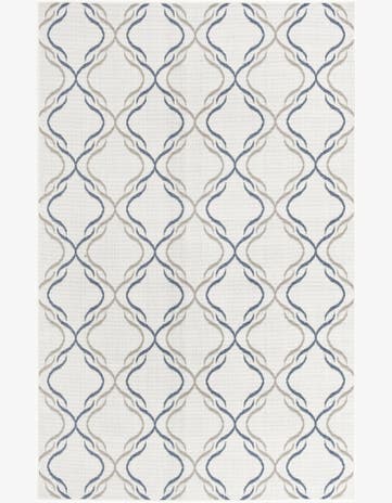 Ivory Easy-Clean Lattice Indoor / Outdoor Rug