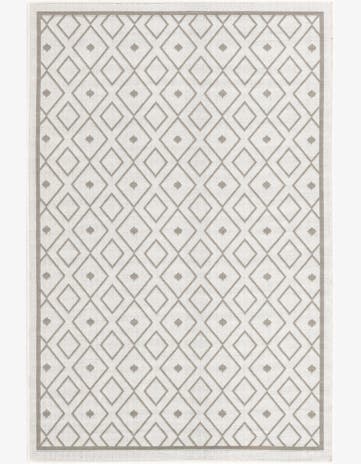 Ivory Easy-Clean Lattice Indoor / Outdoor Rug