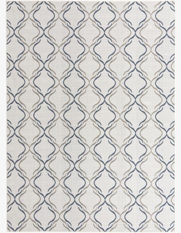 Ivory Easy-Clean Lattice Indoor / Outdoor Rug