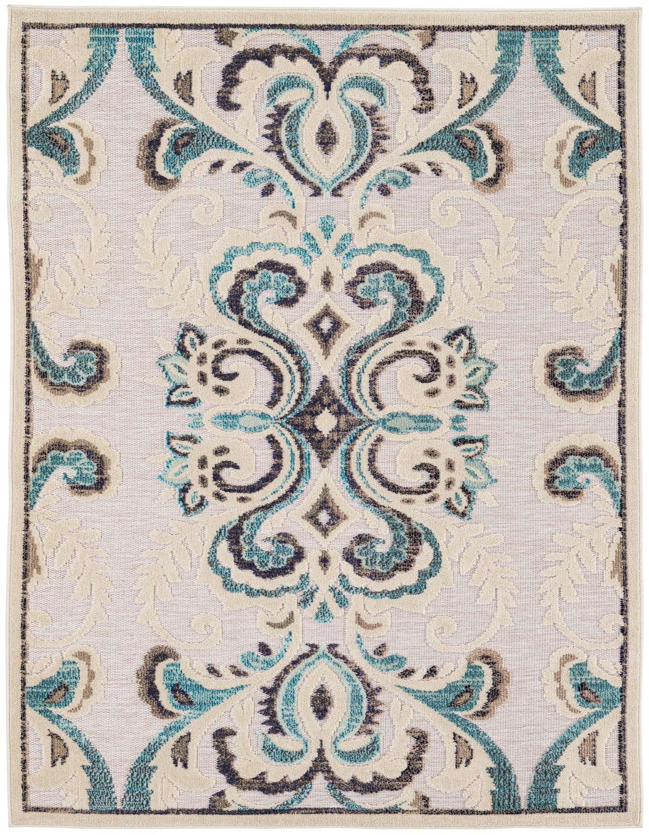 5' x 7' 8 Easy-Clean Traditional Indoor / Outdoor Rug