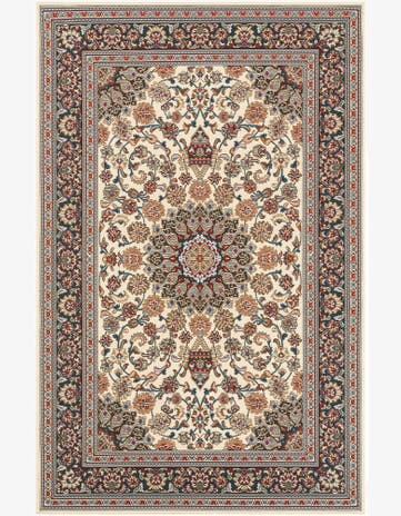 Ivory Easy-Clean Traditional Indoor / Outdoor Rug