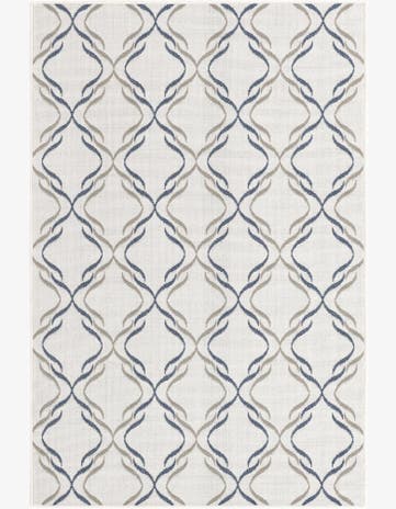 Ivory Easy-Clean Trellis Indoor / Outdoor Rug