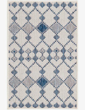 Ivory Easy-Clean Trellis Indoor / Outdoor Rug