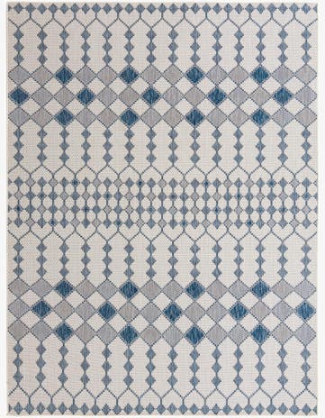 Ivory Easy-Clean Trellis Indoor / Outdoor Rug