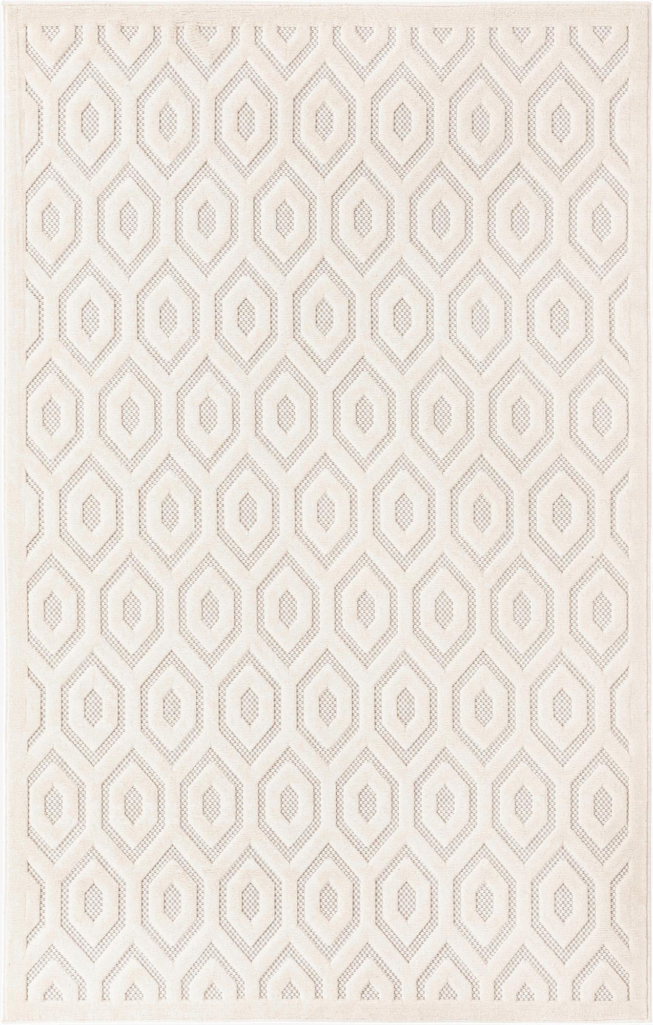 5' 3 x 8'  Washable Trellis Textured Indoor / Outdoor Rug