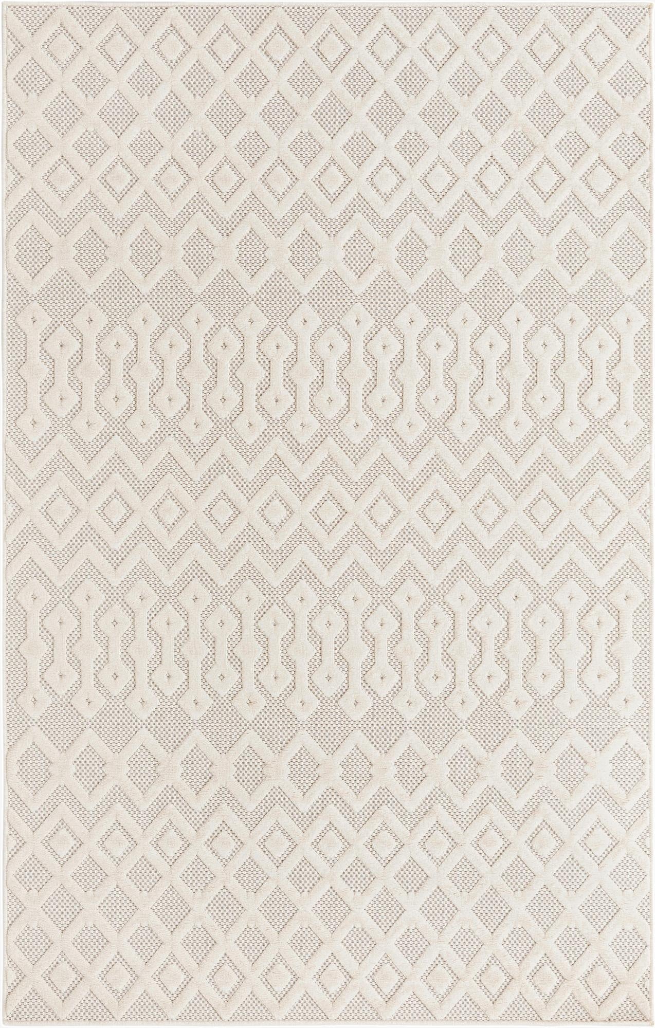 5' 3 x 8'  Washable Trellis Textured Indoor / Outdoor Rug