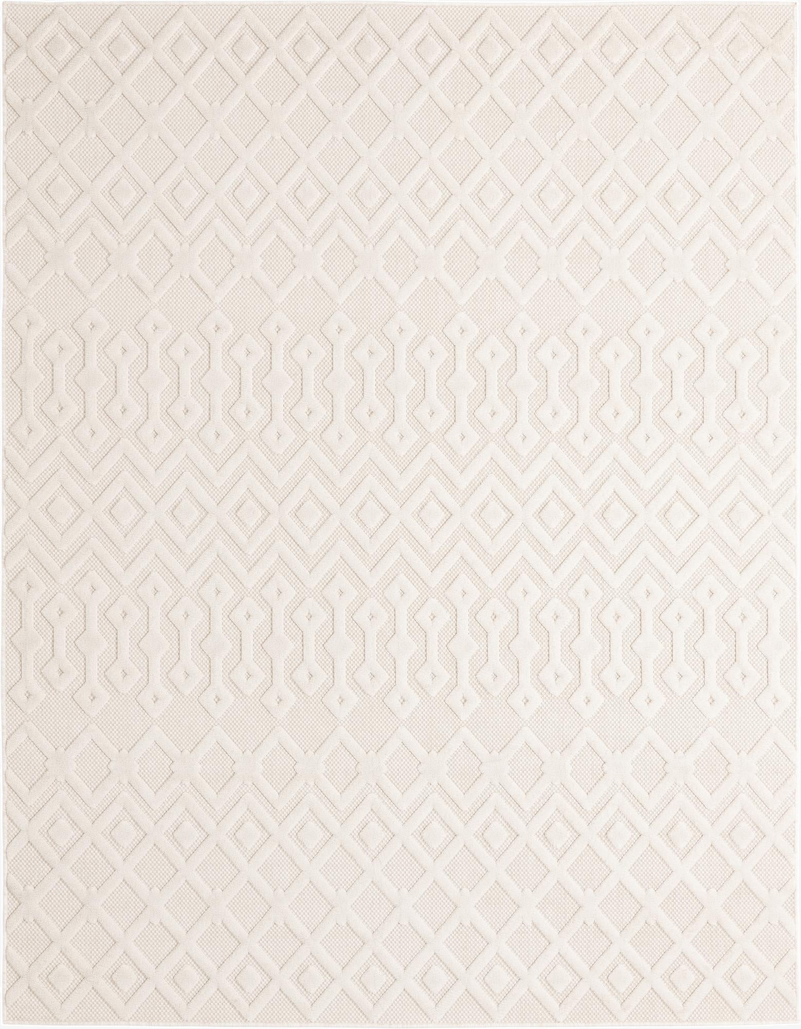 Primary image 7' 10 x 10'  Washable Trellis Textured Indoor / Outdoor Rug