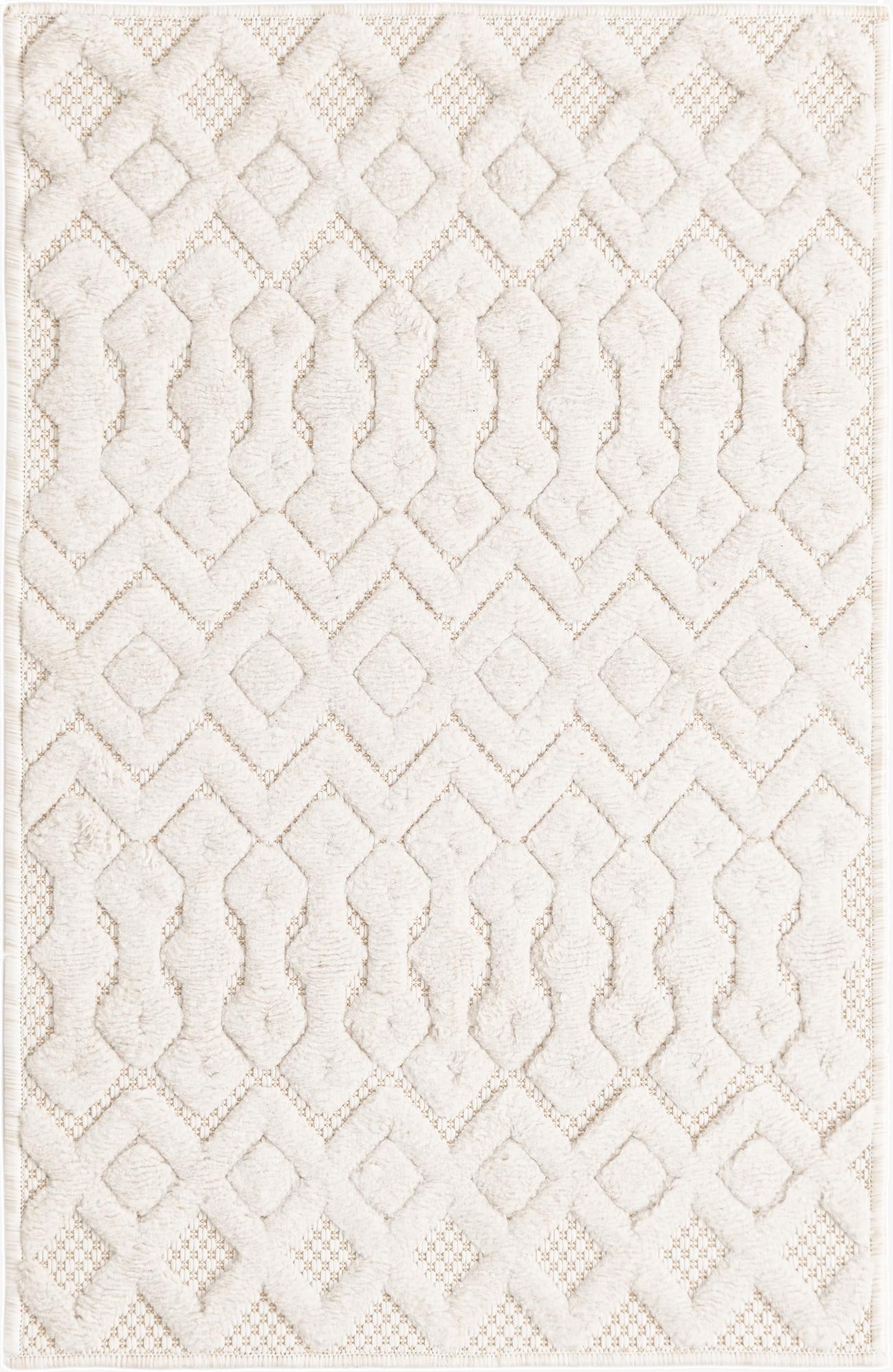Primary image 2' x 3'  Washable Trellis Textured Indoor / Outdoor Rug