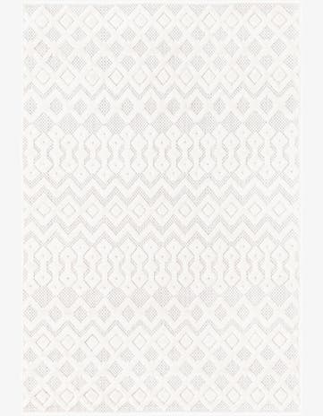 Ivory Easy-Clean Trellis Textured Indoor / Outdoor Rug