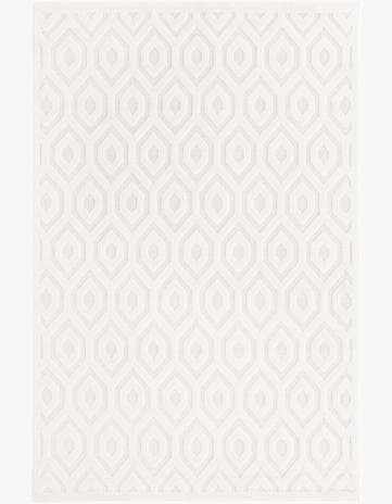 Ivory Easy-Clean Trellis Textured Indoor / Outdoor Rug