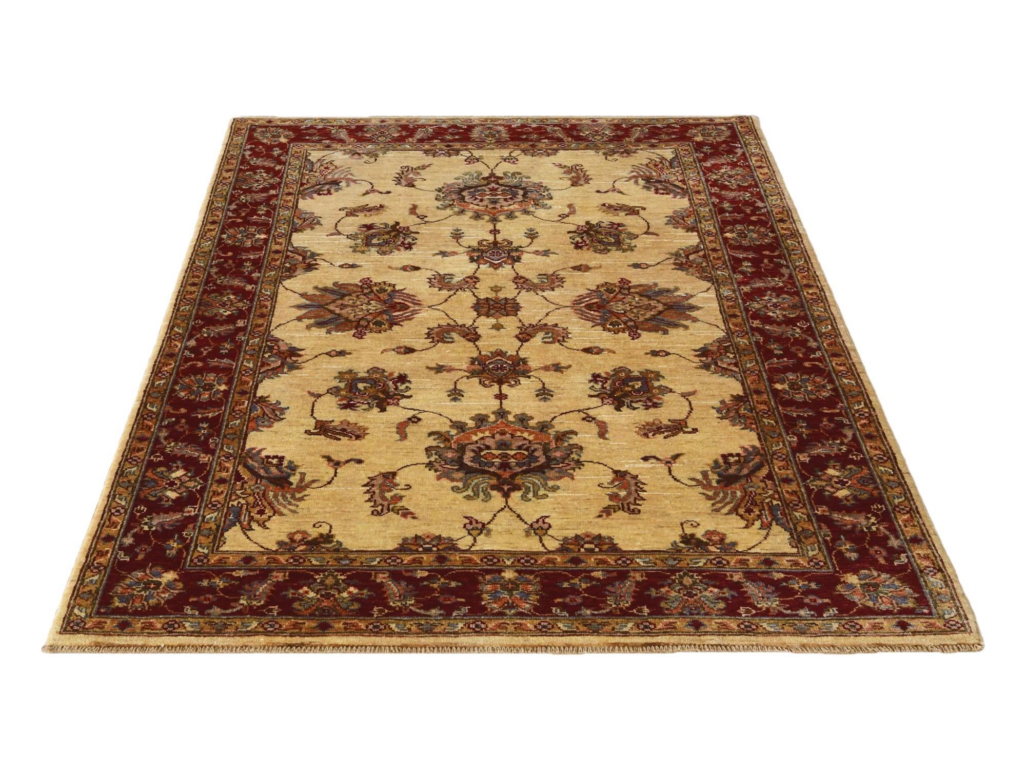 4' x 5' 9 Hand Knotted Pershawar Ziegler Rug