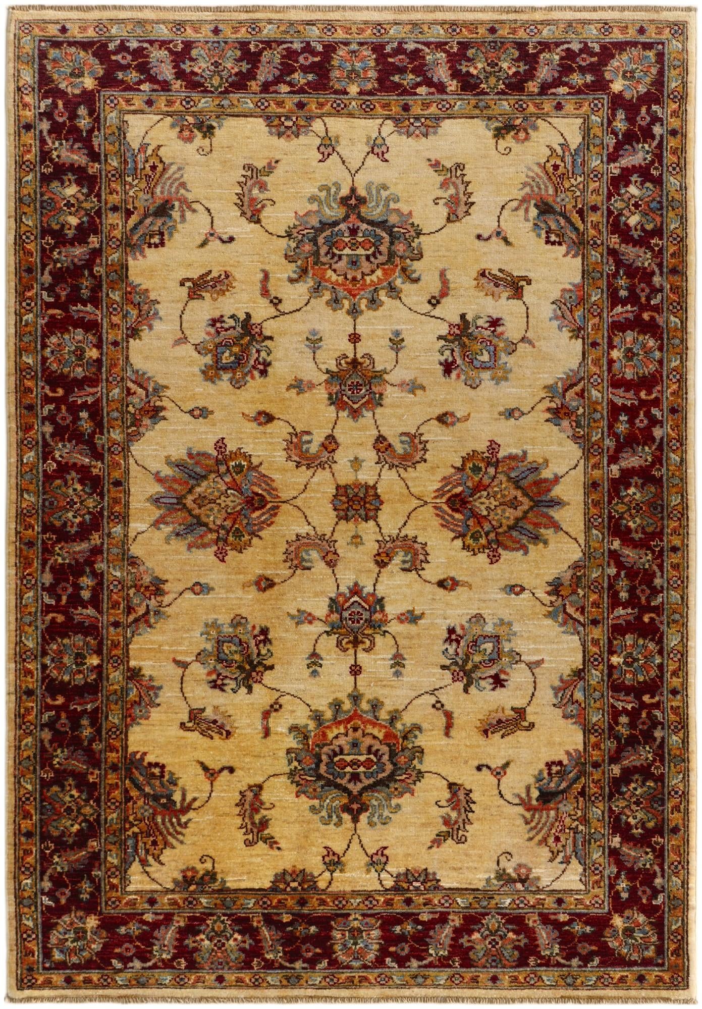 4' x 5' 9 Hand Knotted Pershawar Ziegler Rug