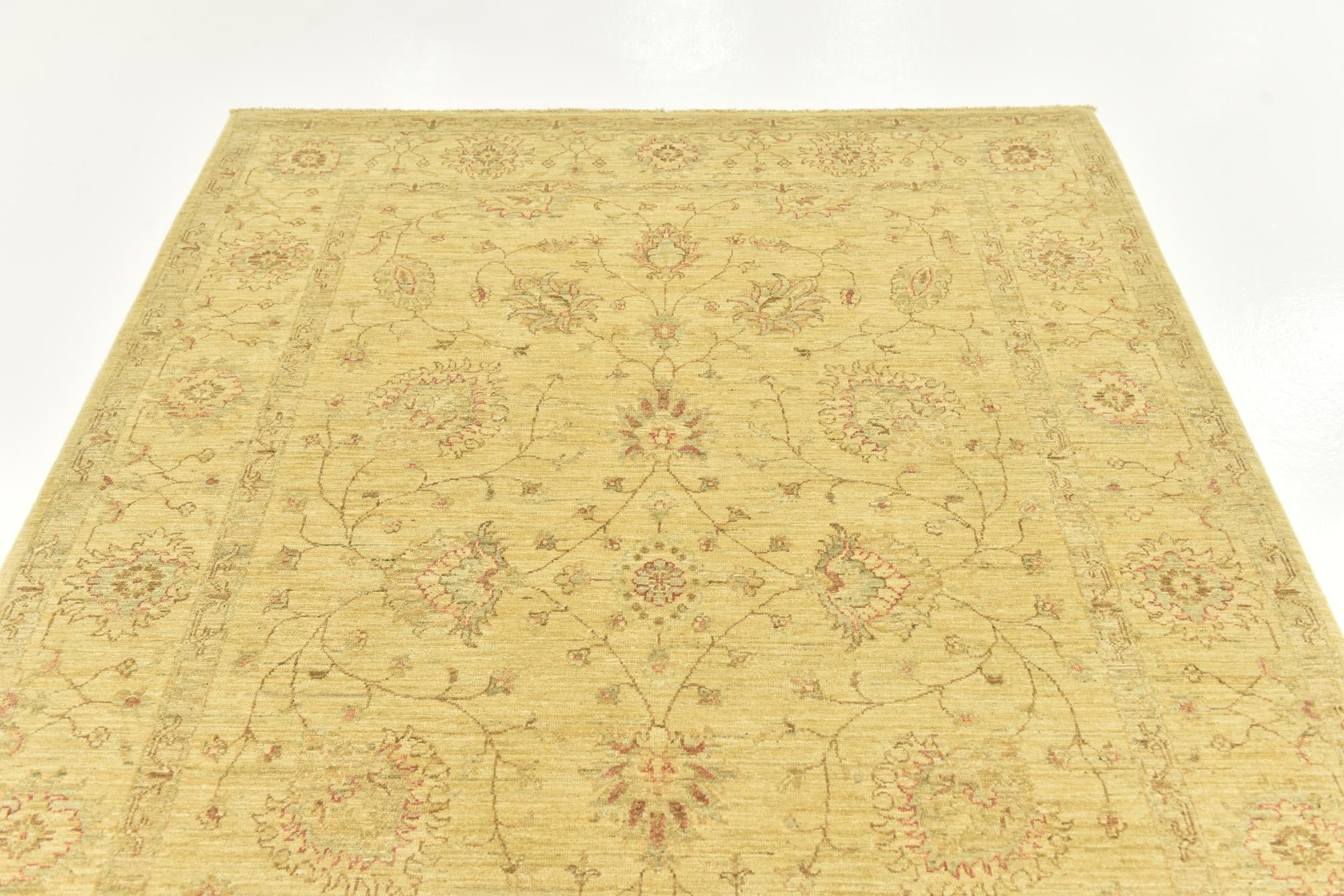 5' 8 x 8' Hand Knotted Peshawar Ziegler Rug