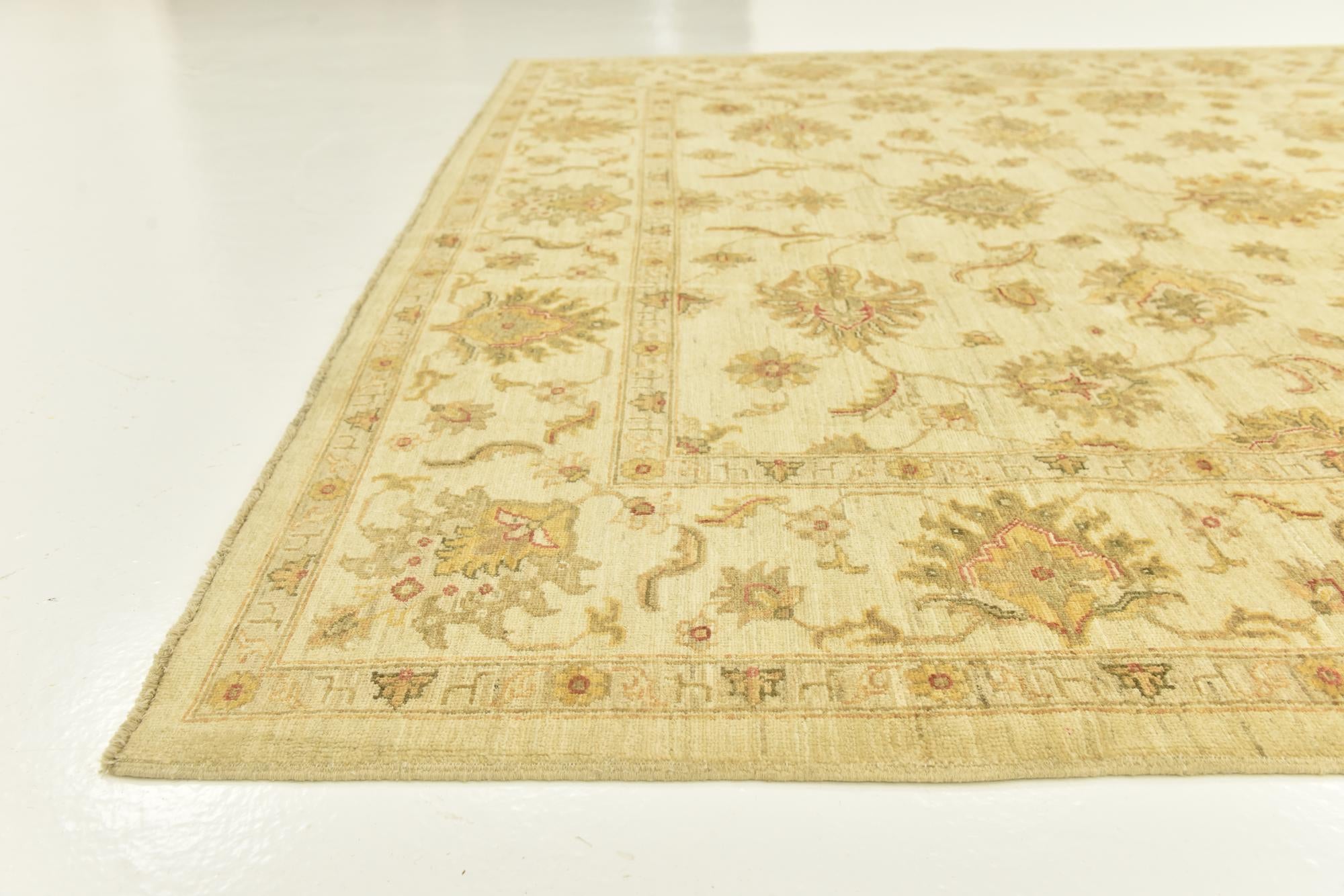 7' x 9' 5 Hand Knotted Peshawar Ziegler Rug