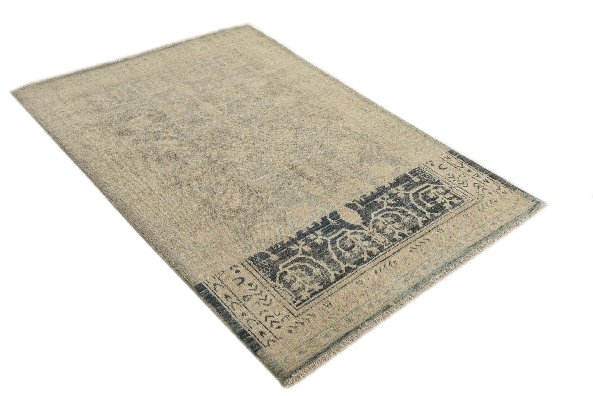 4' 1 x 5' 10 Hand Knotted Peshawar Ziegler Rug