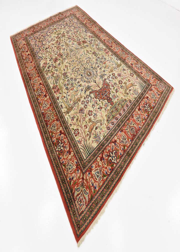 6' 7 x 10' Hand Knotted Qom Persian Rug