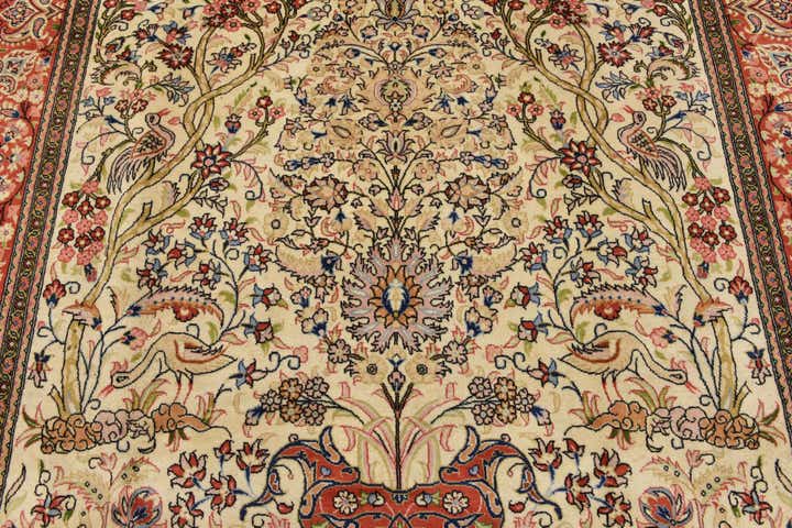 6' 7 x 10' Hand Knotted Qom Persian Rug