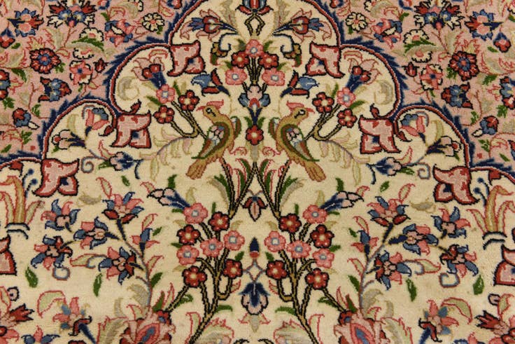 Detail image of 6' 7 x 10' Hand Knotted Qom Persian Rug