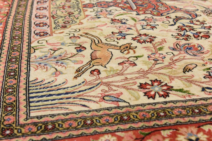 Detail image of 6' 7 x 10' Hand Knotted Qom Persian Rug