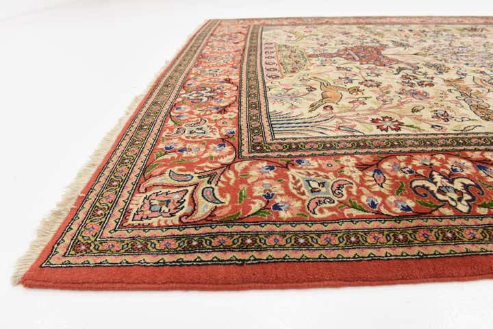 6' 7 x 10' Hand Knotted Qom Persian Rug