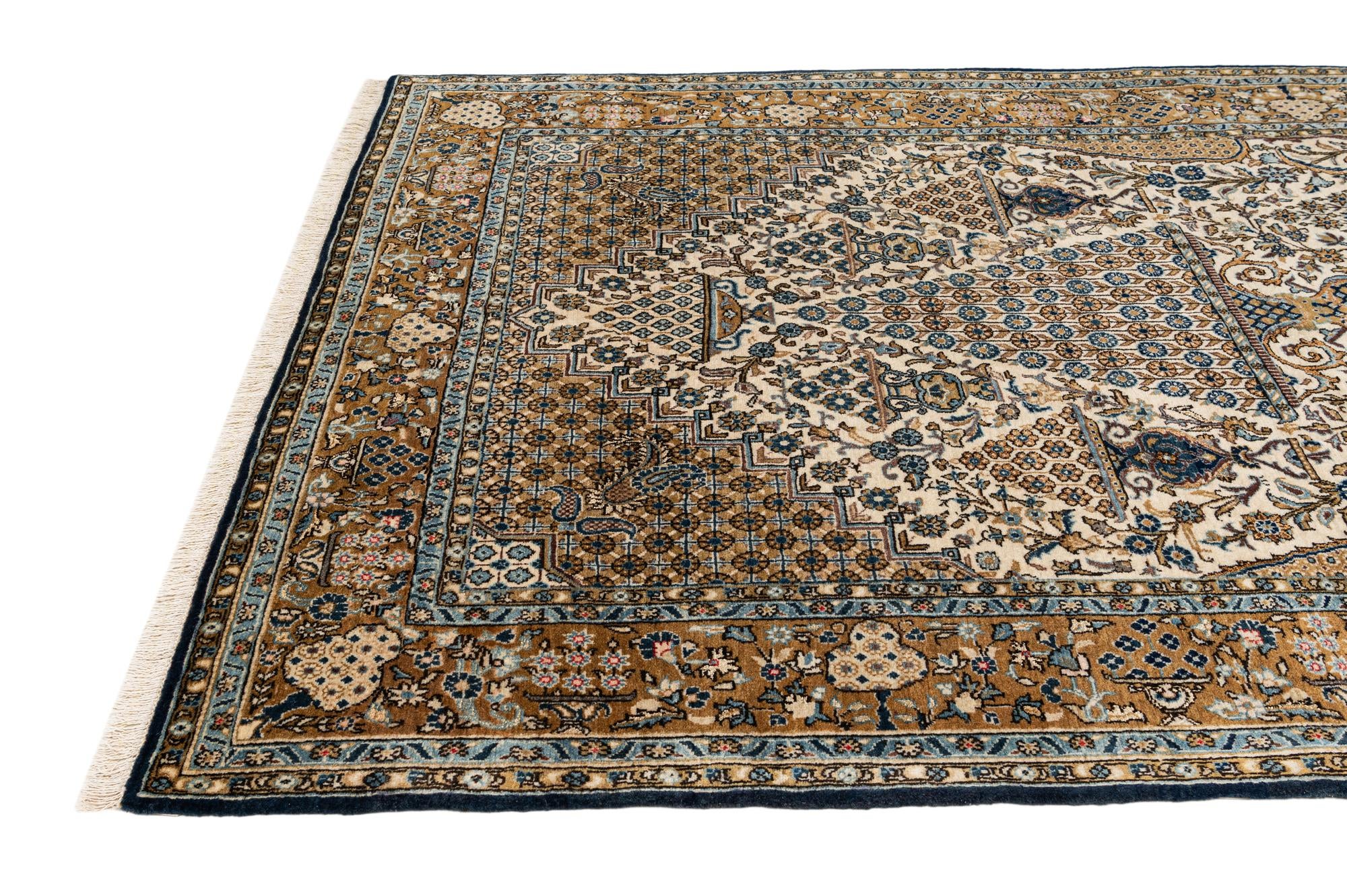 4' 8 x 6' 11 Hand Knotted Qom Persian Rug