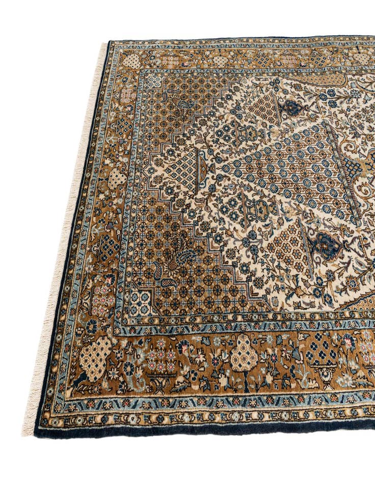 Detail image of 4' 8 x 6' 11 Hand Knotted Qom Persian Rug