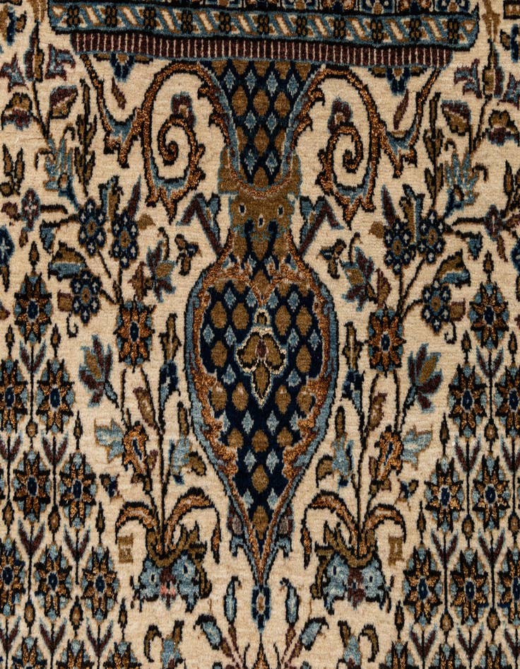 Detail image of 4' 8 x 6' 11 Hand Knotted Qom Persian Rug