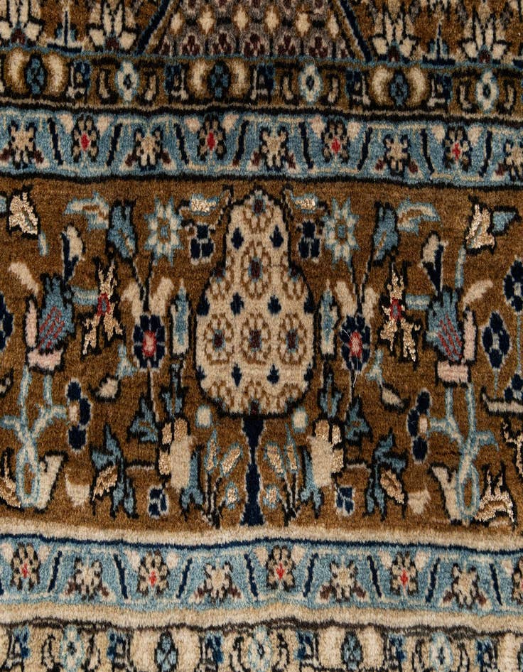 Detail image of 4' 8 x 6' 11 Hand Knotted Qom Persian Rug