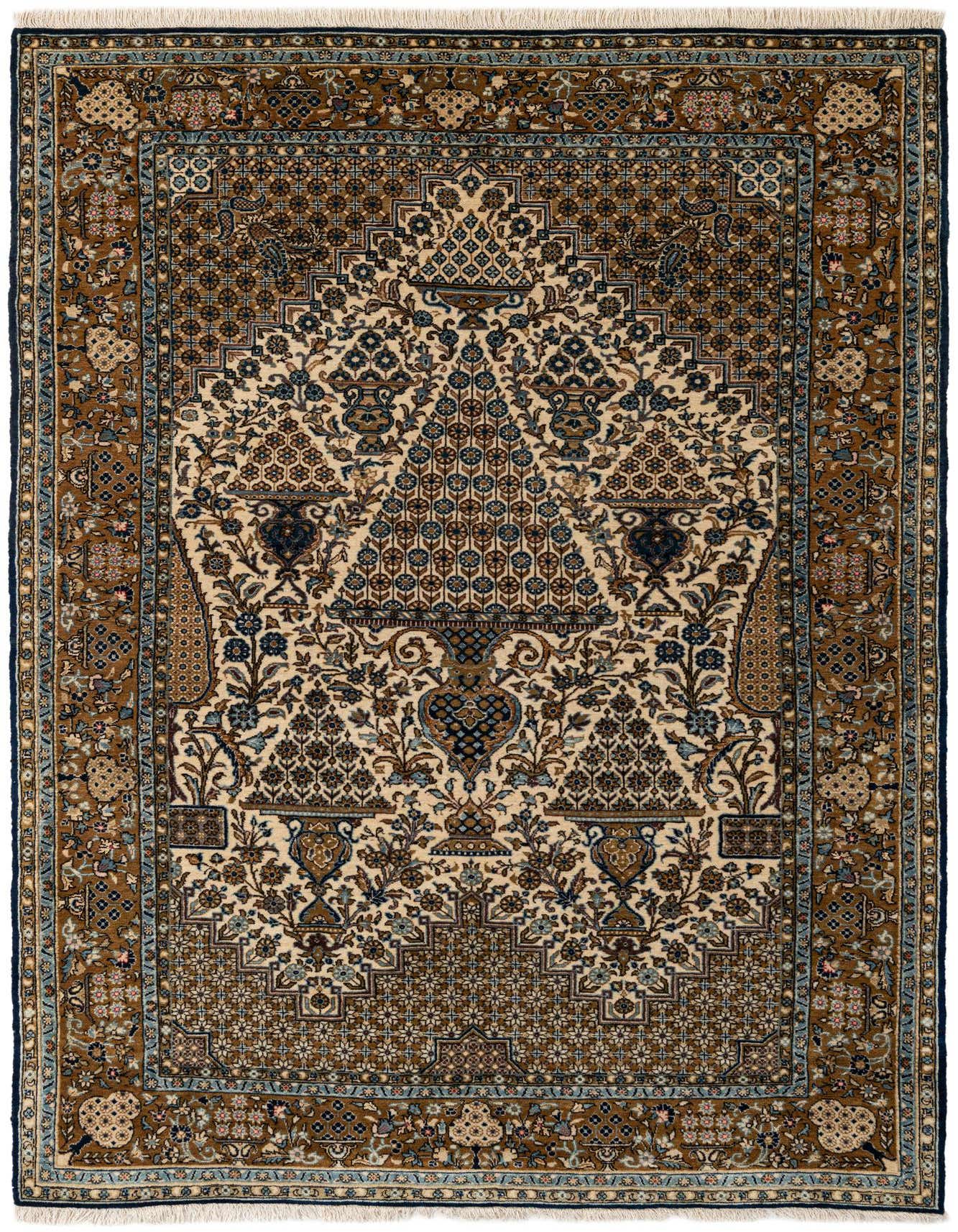 4' 8 x 6' 11 Hand Knotted Qom Persian Rug