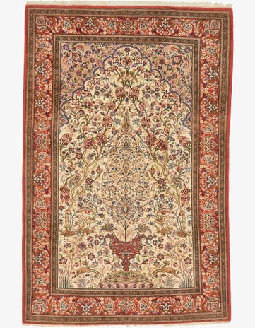 6' 7 x 10' Hand Knotted Qom Persian Rug