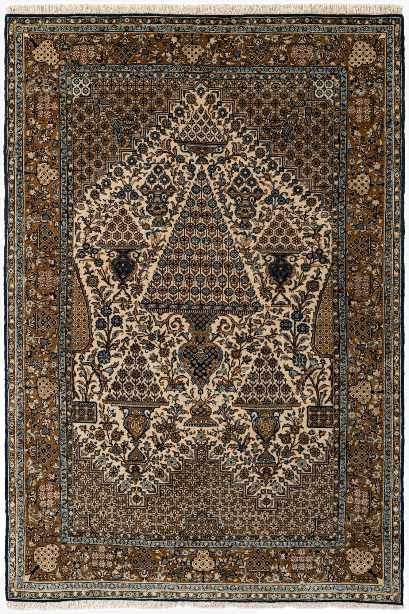 4' 8 x 6' 11 Hand Knotted Qom Persian Rug