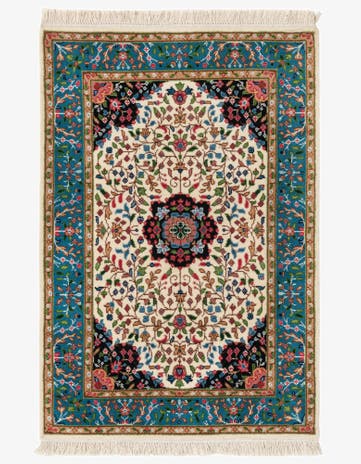 2' 8 x 4' Hand Knotted Qom Wool Rug