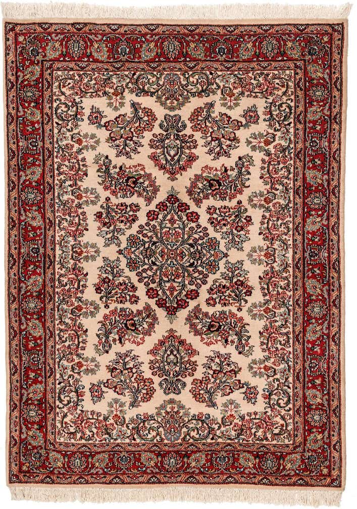 4' 5 x 6' Hand Knotted Sarough Wool Rug
