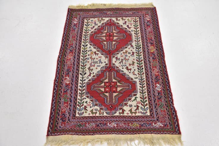 Detail image of 2' 4 x 3' 5 Hand Woven Sirjan Wool Rug