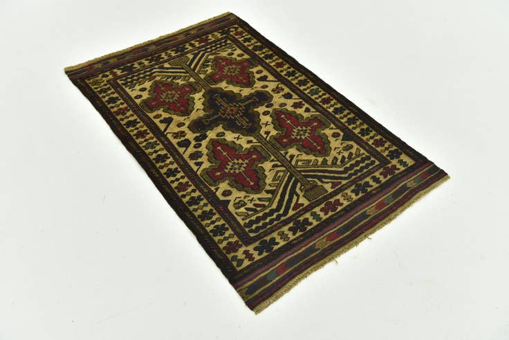 Detail image of 2' 8 x 4' 3 Hand Knotted Sumak Wool Rug