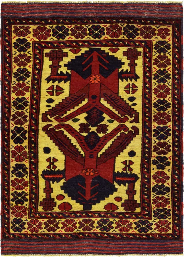 2' 8 x 4' 10 Hand Knotted Sumak Wool Rug