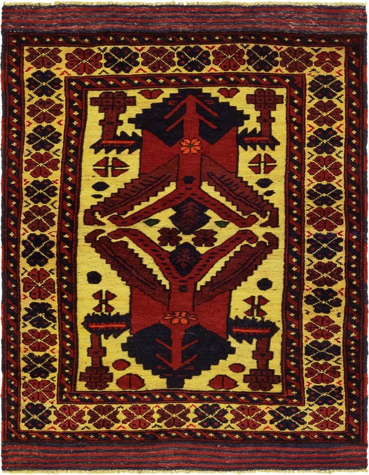 Detail image of 2' 8 x 4' 10 Hand Knotted Sumak Wool Rug