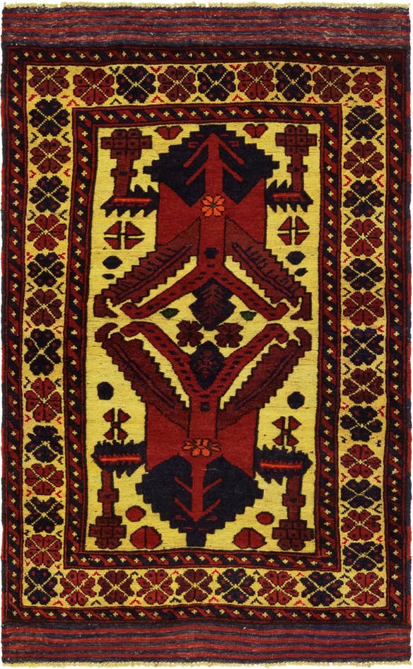 Detail image of 2' 8 x 4' 10 Hand Knotted Sumak Wool Rug