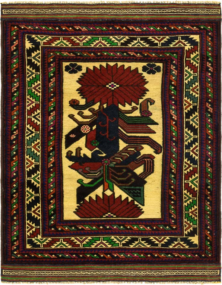 Detail image of 2' 10 x 4' 9 Hand Knotted Sumak Wool Rug