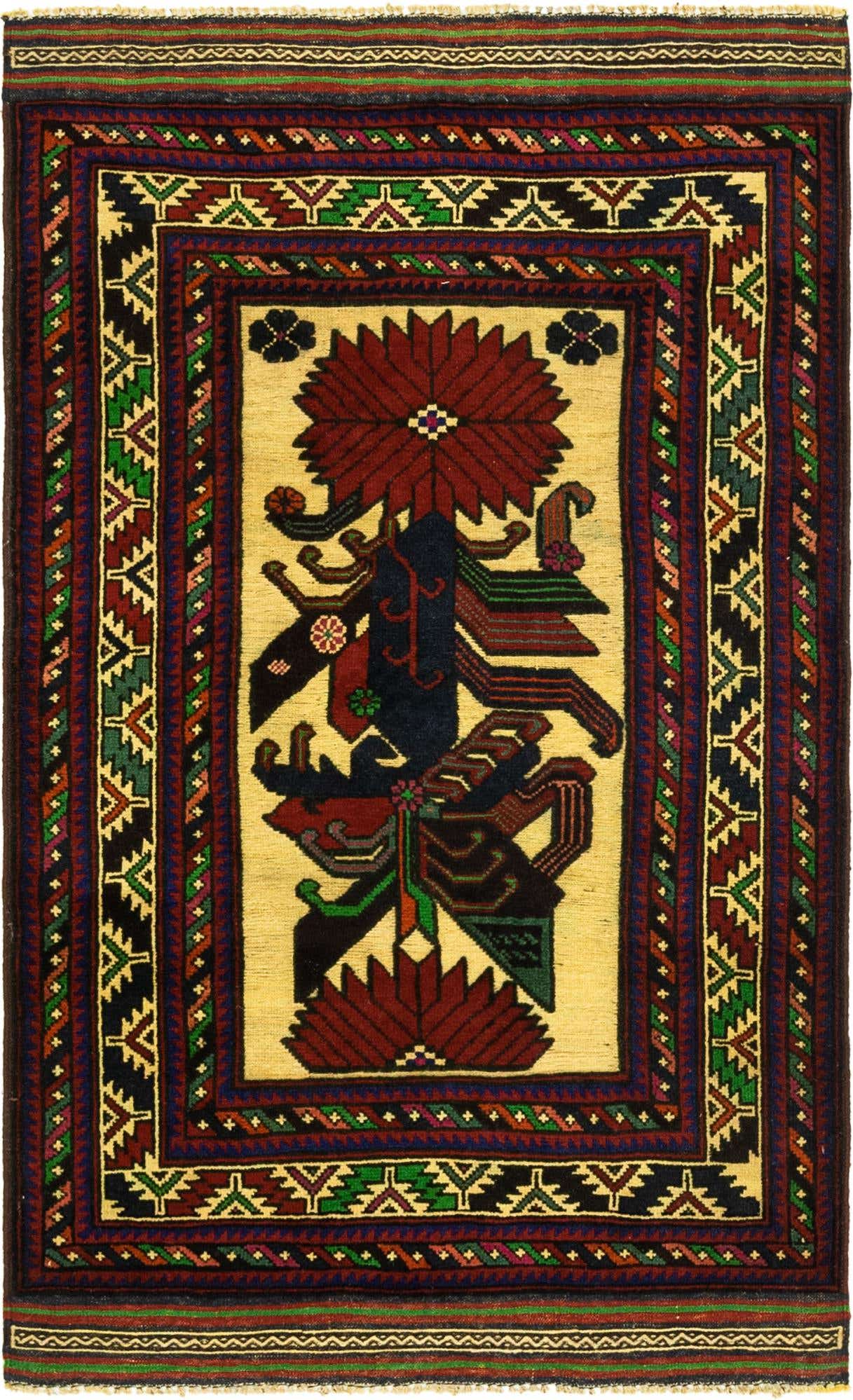 2' 10 x 4' 9 Hand Knotted Sumak Wool Rug